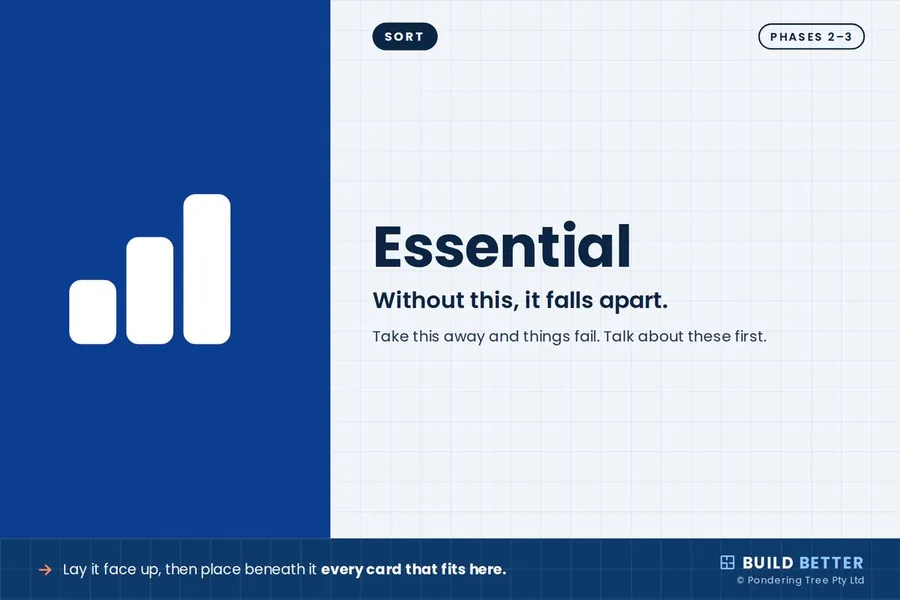 Build Better Sort card: Essential