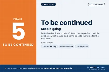 Phase 5 card: To be continued. Keep it going.