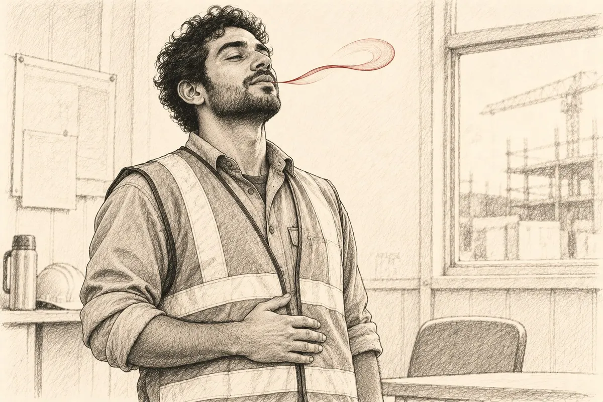 Storyboard sketch: breathe before the line