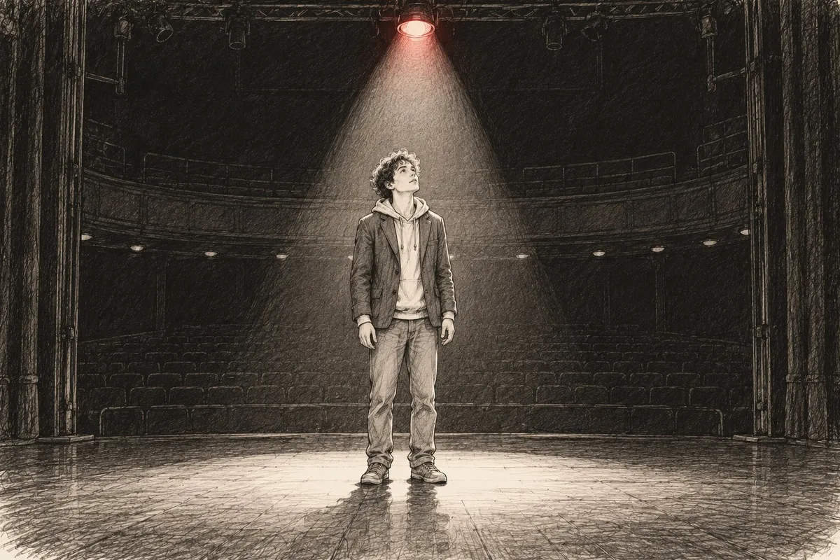 Storyboard sketch: the empty stage